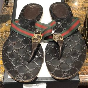 Previously loved GG web Gucci sandals